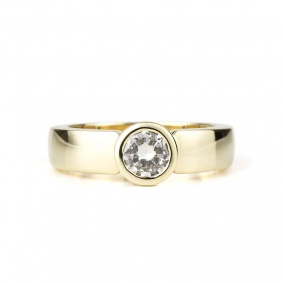 18k Yellow Gold Round Diamond Ring 0.70ct K-L/VS